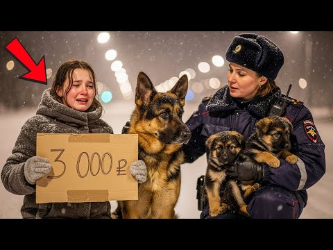 Видео: Офицер был шокирован: плачущая девочка продаёт собак в снежную ночь — и собака легла у ног — слёзы