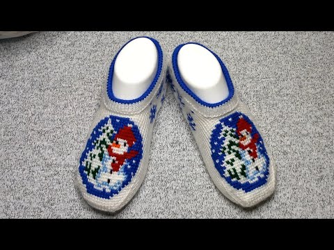 Видео: Тапочки "Снеговик" тунисским вязанием☃️