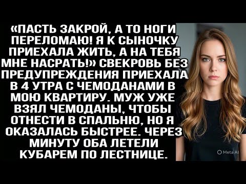 Видео: «Пасть закрой, а то ноги сломаю! Я к сыну приехала, на тебя насрäть!» Орала свекровь в 4 утра. Но я