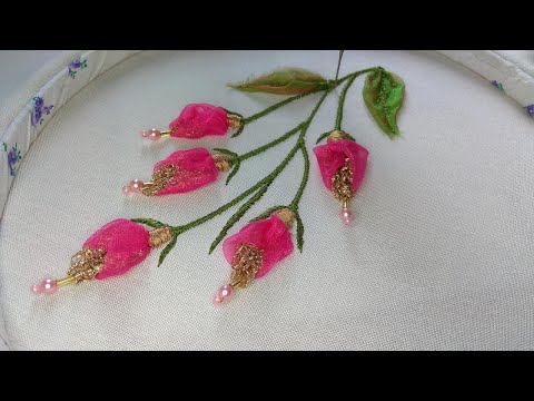 Видео: Простая техника объёмной вышивки. Роскошные бутоны шаг за шагом.