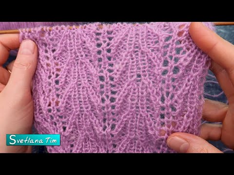 Видео: АЖУРНЫЕ УЗОРЫ СПИЦАМИ ВЯЗАНИЕ. Потрясающий Ажурный Узор "ERICA" хорошо подходит для мохера № 601