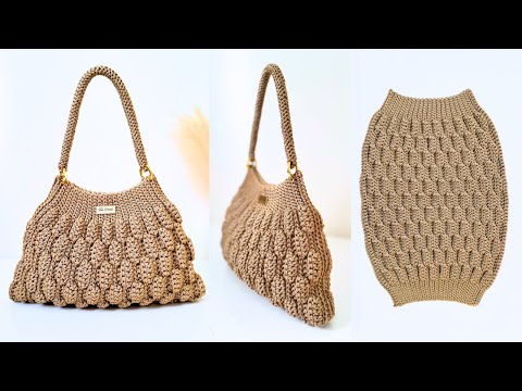 Видео: Простая и практичная сумка для вязания крючком волнистым узором