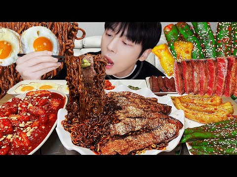 Видео: АСМР МУКБАНГ | Жареный цыпленок, лапша с черной фасолью, кимчи, рецепт колбасы есть звук!