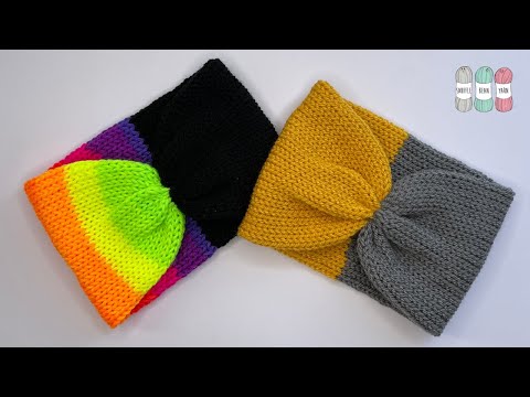 Видео: Простая повязка на голову с затяжкой — без лишних отходов пряжи! | Учебное пособие по вязанию на ...
