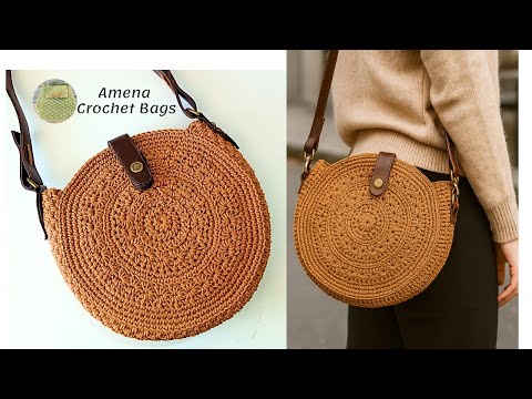 Видео: Лёгкая и практичная круглая вязаная сумка со звёздчатым узором