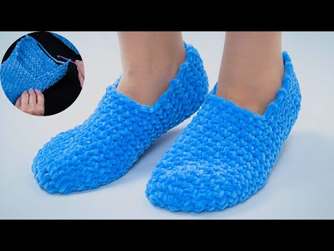 Видео: Теплые следки крючком без швов на подошве просто и легко!