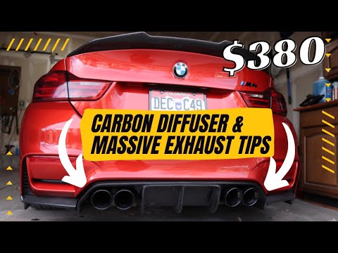 Видео: Установка карбонового диффузора и массивных выхлопных насадок для BMW M4 F82 | Преображение задне...