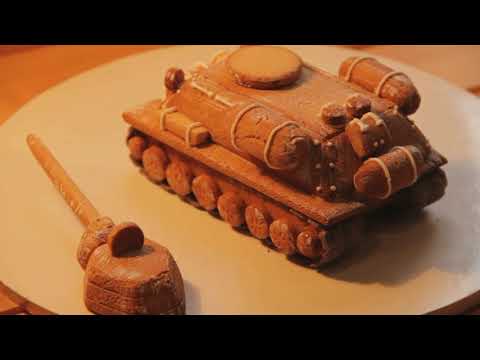 Видео: Пряники на 23 февраля: 3Д Танк пряничный  часть 2