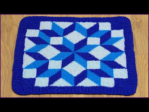 Видео: Узор для коврика тунисским крючком. Часть 1.