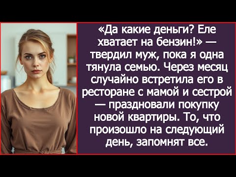 Видео: Муж прикидывался нищим, пока я тянула семью одна. А потом  встретила его со свекровью в ресторане.