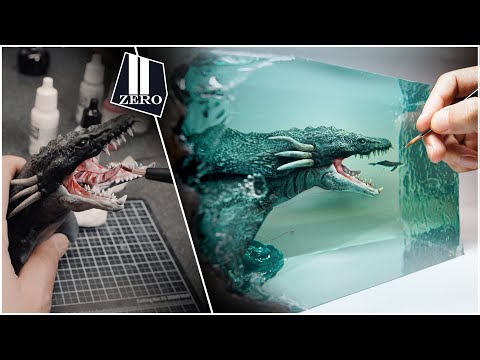 Видео: Как сделать Диораму Морского Чудовища и Горбатого кита / Эпоксидная смола / Цемент