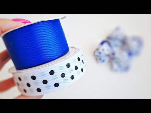 Видео: Школьные бантики из лент с принтом "в горошек"