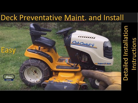Видео: Техническое обслуживание и установка деки косилки, трактор Super LT 1554 Cub Cadet