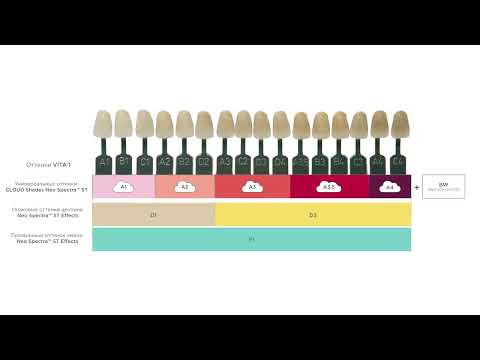 Видео: Neo Spectra ST Effects - рецепт подбора оттенка дентина для реставрации