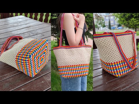 Видео: Простое мастер-класс по вязанию большой сумки крючком! 🤩 Идеально подходит для пляжа или рынка!