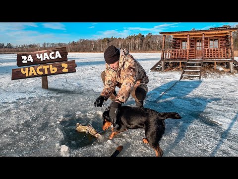 Видео: 24-Часа В Лесном Домике Часть-2 Поставил сеть в прорубь Говяжьи ребрышки