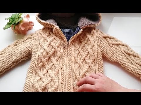 Видео: Вязаная курточка на мальчика 1,5 - 2 лет на подкладке, с молнией