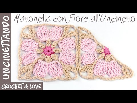 Видео: Как сделать квадрат крючком с цветком (субтитры на английском и испанском языках)