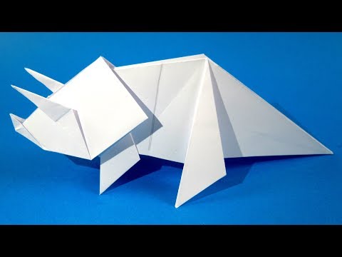 Видео: Как сделать простое оригами динозавра - оригами трицератопс