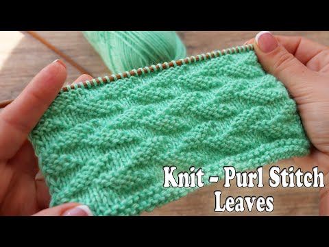 Видео: Узор «Листики» из лицевых и изнаночных спицами 🌿 Knit – Purl Stitch «Leaves»