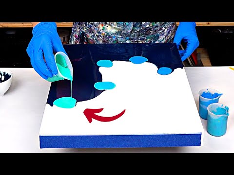 Видео: Аква градиент 💧 Бирюзовые цвета + Золотые всплески ~ Акриловая заливка ~ Абстрактная живопись