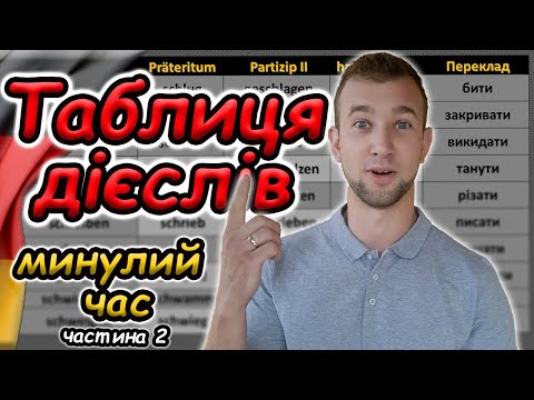 Видео: Таблиця НЕПРАВИЛЬНИХ дієслів. Три форми дієслова.Дієслова в минулому часі.3 Formen des Verbs.Tabelle