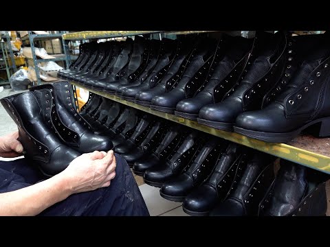 Видео: Процесс изготовления удобных рабочих ботинок ручной работы. Корейская обувная фабрика.