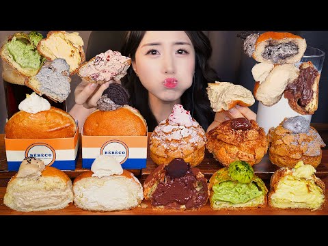 Видео: Полный сливок🍩 Кремовый пончик Слойка с кремом Хлеб АСМР Мукбанг ДесертㅣDessert Mukbang