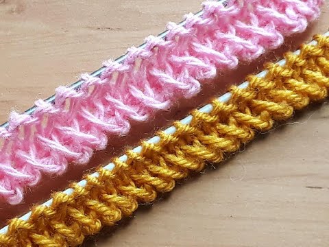 Видео: Узкая кайма спицами