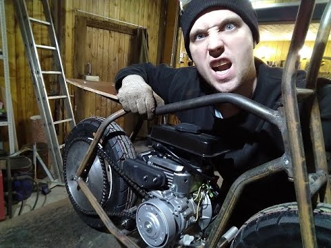 Видео: самодельный МОПЕД минибайк на скутерных колесах 10
