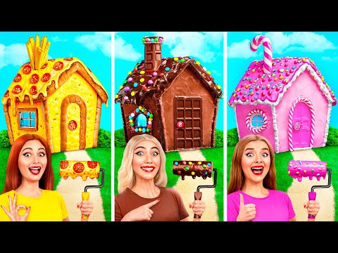 Видео: Домики Одного Цвета Сладости vs Шоколад vs Фастфуд | Смешные Моменты от Friendly DO