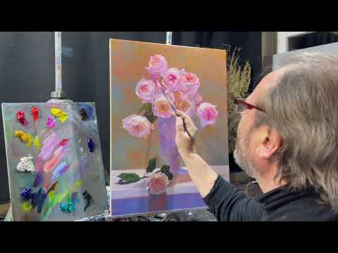 Видео: Видео-урок "Розы в молочном стакане" Художник Игорь Сахаров
