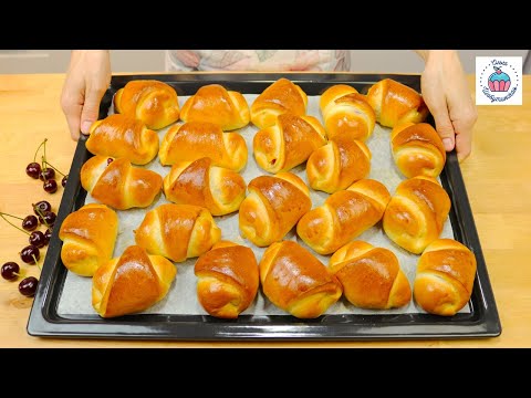 Видео: Воздушные РОГАЛИКИ с ВИШНЕЙ тают во рту! Вишнёвая Начинка которая не вытекает