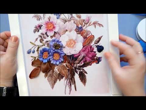 Видео: МК. Вышиваем принт с букетом. Часть 5. Анютины глазки 1.