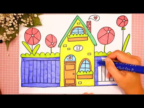 Видео: Как рисовать ДОМ | Рисуем ДОМИК легко и просто | Няня Уля - Уроки рисования для детей