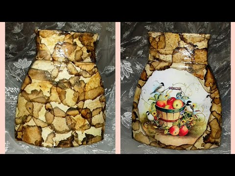 Видео: Декор кофейной банки чайными пакетиками.  Декупаж.