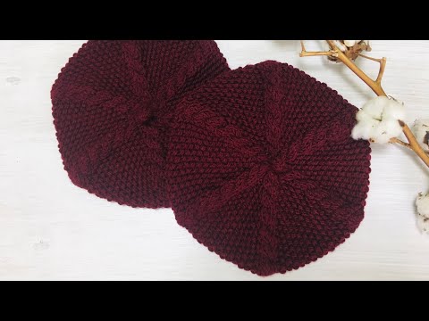 Видео: Берет спицами с красивым узором