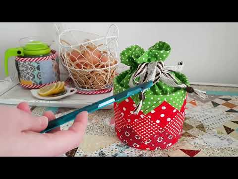 Видео: Короб " Клубничка", сумка - шоппер, грелка на чайник. Лоскутное шитьё.