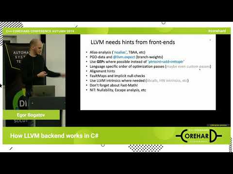 Видео: Как работает LLVM бэкенд в C#. Егор Богатов ➠ CoreHard Autumn 2019