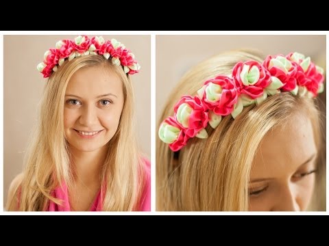 Видео: Ободок с цветами Канзаши (мастер класс) / DIY: Kanzashi