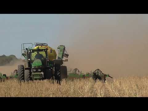 Видео: Джон Дир 1890 cев пшеницы в стерню подсолнечника (no till).