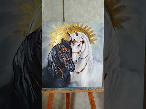 Видео: Восточная любовь, моя новая картина #painting #art   #художник #кони #картина