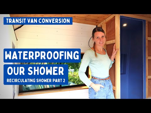 Видео: Гидроизоляция душа в фургоне с помощью резервуара (рециркуляционный душ, часть 2) | Переоборудова...