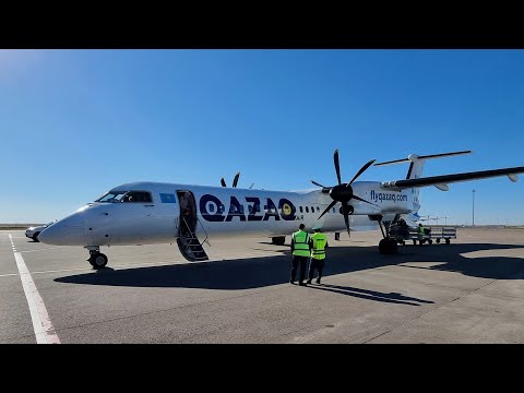 Видео: Bombardier Dash 8-400 а/к Qazaq Air | Рейс Омск — Астана (Нур-Султан)