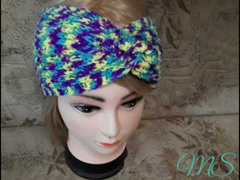 Видео: #вяжуивяжу😉 Повязка на голову из секционной пряжи крючком.