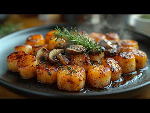 Видео: Ньокки из батата со сливочно-грибным соусом — простой и веганский рецепт!