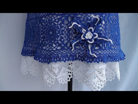 Видео: Вязаная юбка крючком с подъюбником из льна, обвязанным кружевной каймой. Обзор готовой работы.