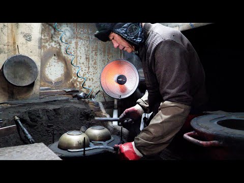 Видео: Процесс изготовления корейской традиционной латунной чаши. Корейская фабрика 100 лет истории.