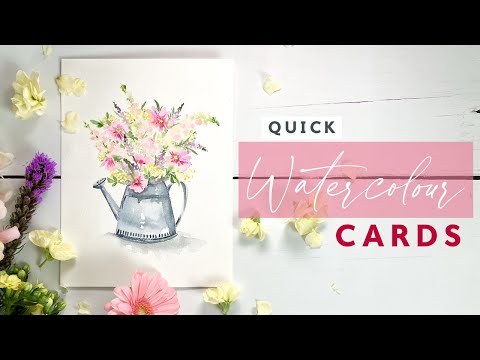 Видео: Быстрые акварельные открытки | Лейка с рассыпчатой ​​акварелью "Весенние цветы"
