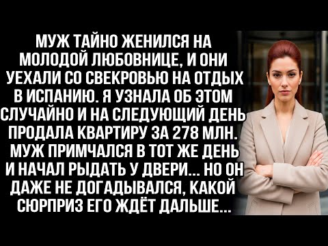 Видео: Муж тайно женился на любовнице и уехал на отдых. Я узнала и продала квартиру за 278 млн, он рыдал...